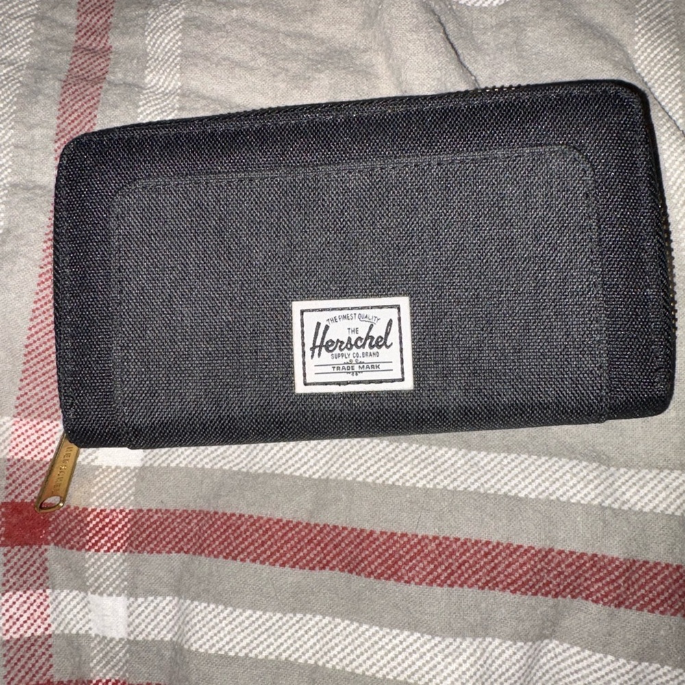 Herschel Supply Company Black Wallet with Gold Zipper